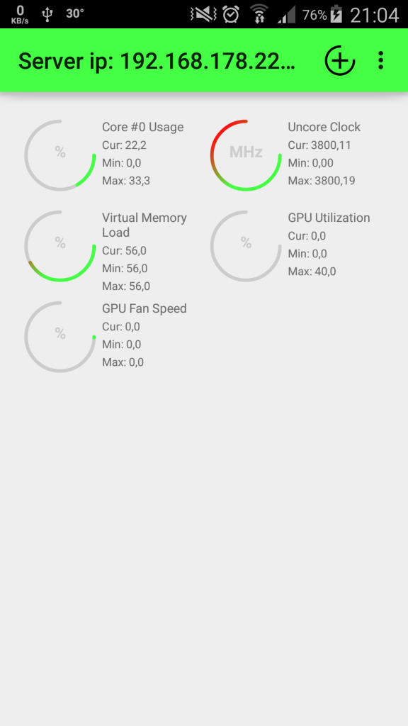 New GUI with several gauges in portrait.